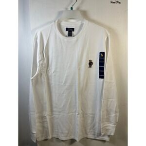 Polo Ralph Lauren Mens 2XL White Waffle Knit Thermal Polo Bear Sleep Shirt NWT